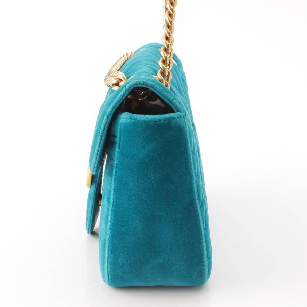 Gucci GG Marmont Velvet Chain Shoulder Bag Green - Picture 3 of 10